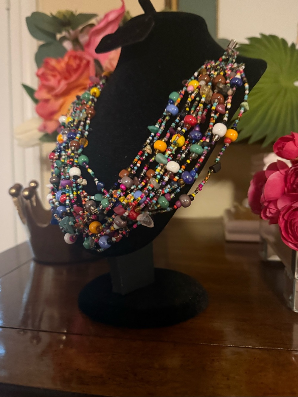 Guatemalan Beaded Statement Necklace - Layered Women’s Jewelry handmade NWOT